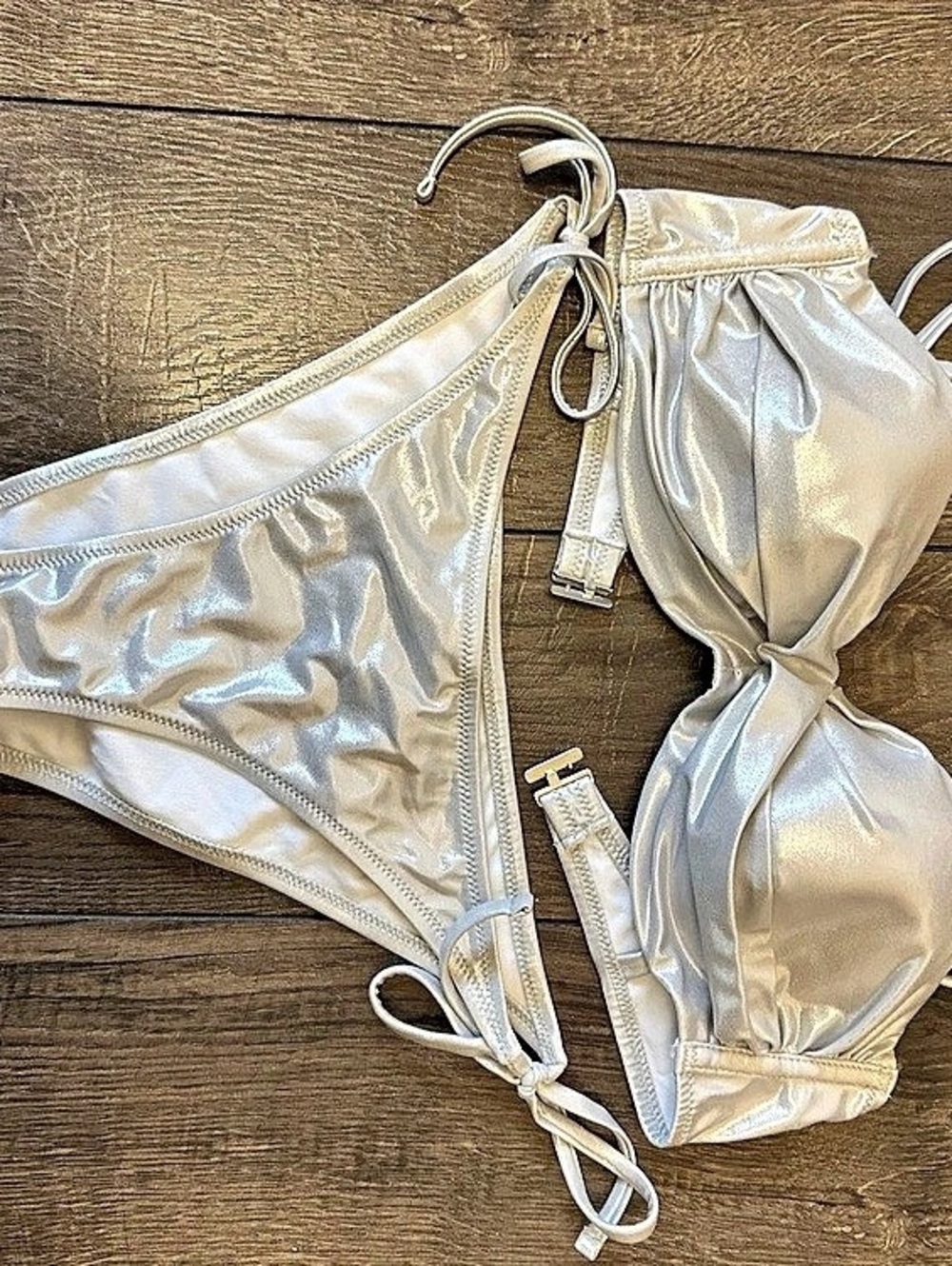 Colmar Originals Silver Metallic Bikini Set Size Small Like New